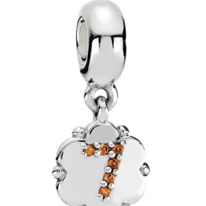 Rare Pandora “Lucky 7” Sterling Silver & Rhodolite charm